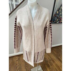 FRYE Printed Jacquard Aztec Cream Duster Cardigan Sweater Size Small